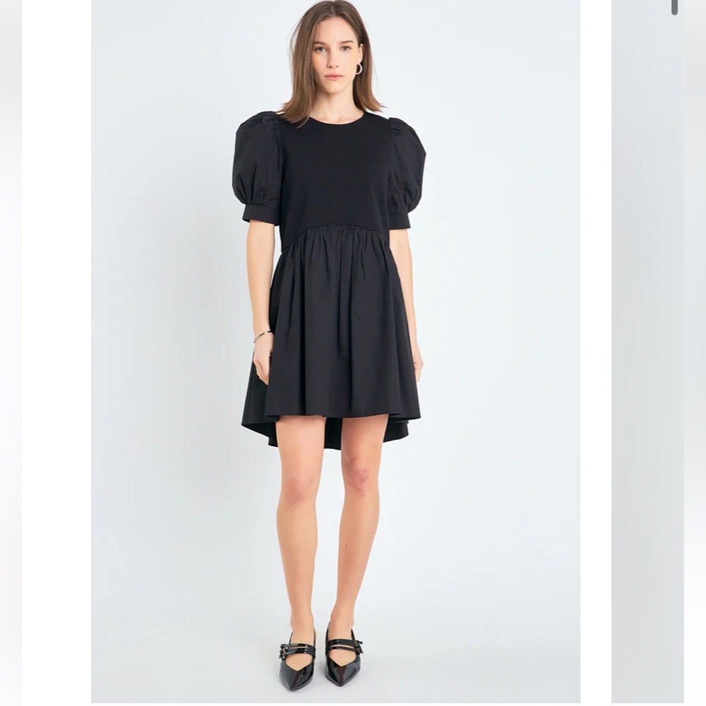 Sold! English Factory Black Puff Sleeve Mini Dress - Picture 3 of 14